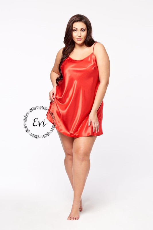 KOMPLET Satynowy szlafrok plus size + koszulka plus size- czerwony Loli (r.44-60)  