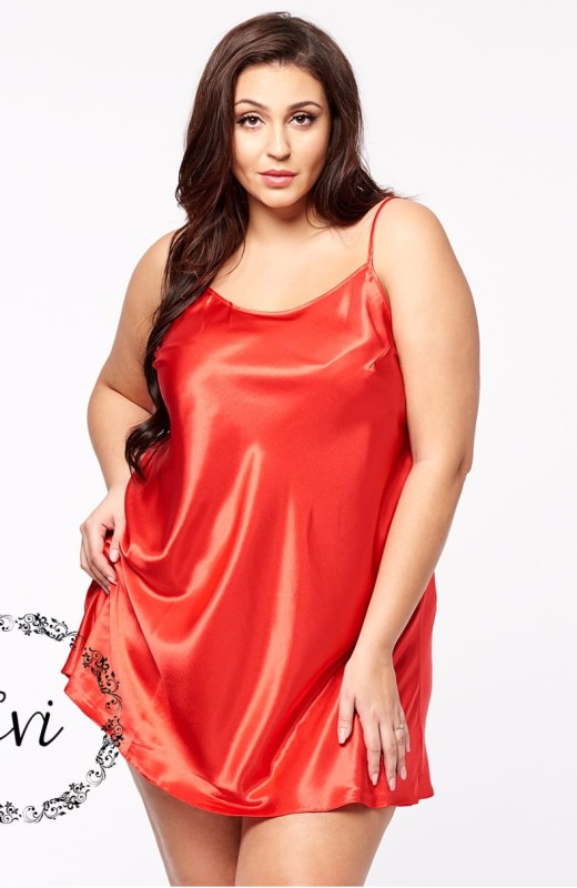 Satynowa koszulka plus size- czerwony Loli (r.44-60)   