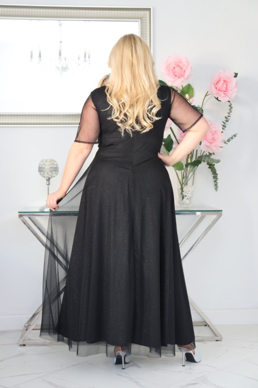 Sukienka maxi plus size brokatowa z tiulem KOD S1031 (r. 48-56)  