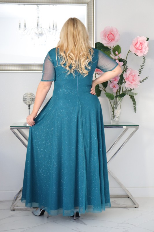 Sukienka maxi plus size brokatowa z tiulem KOD S1031 (r. 48-56)  