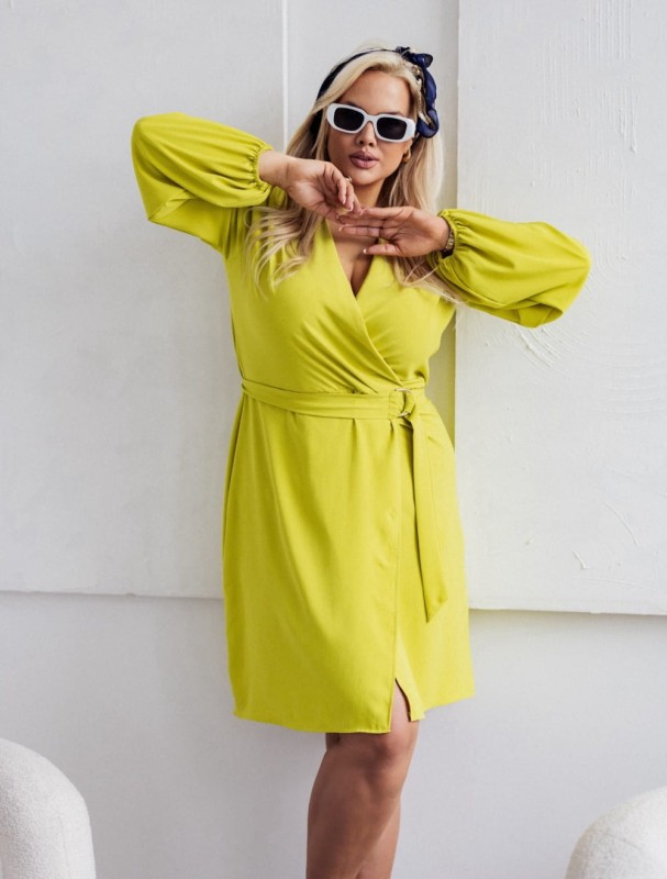 SUKIENKA PLUS SIZE Z PASKIEM I  KOPERTOWYM DEKOLTEM BONI ( r. 44-50)  