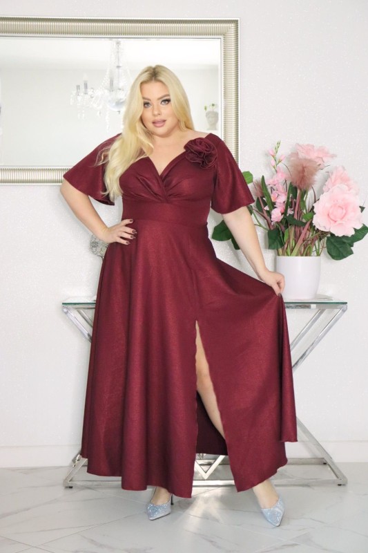 Sukienka maxi plus size z różą S1010 ( r. 48-56)  