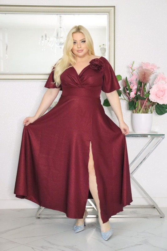 Sukienka maxi plus size z różą S1010 ( r. 48-56)  