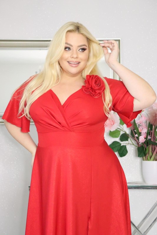 Sukienka maxi plus size z różą S1010 ( r. 48-56) 
