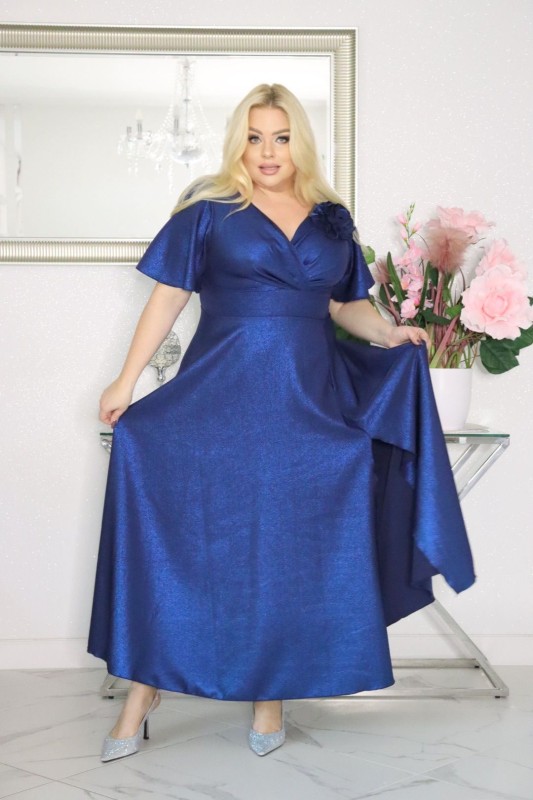 Sukienka maxi plus size z różą S1010 ( r. 48-56) 