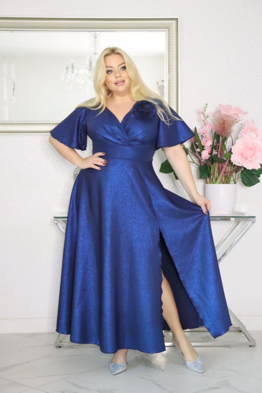 Sukienka maxi plus size z różą S1010 ( r. 48-56) 