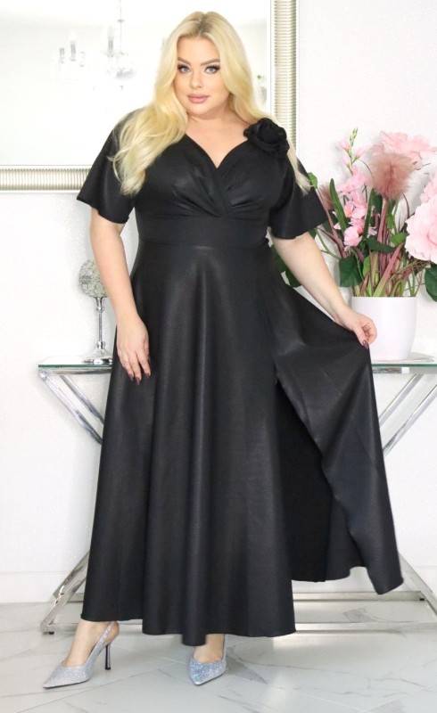 Sukienka maxi plus size z różą S1010 ( r. 48-56) 