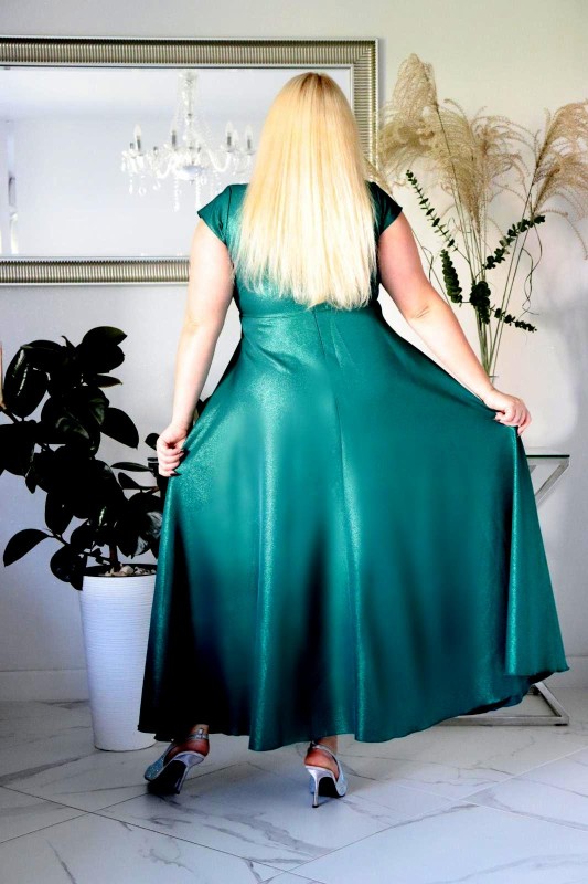 Suknia plus size maxi Glamour z Różą 3D KOD S1009 ( r. 48-60)