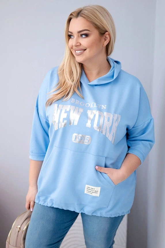 Bluza Plus Size wiskozowa z kapturem i kieszenią kangurką (r.50-56)  