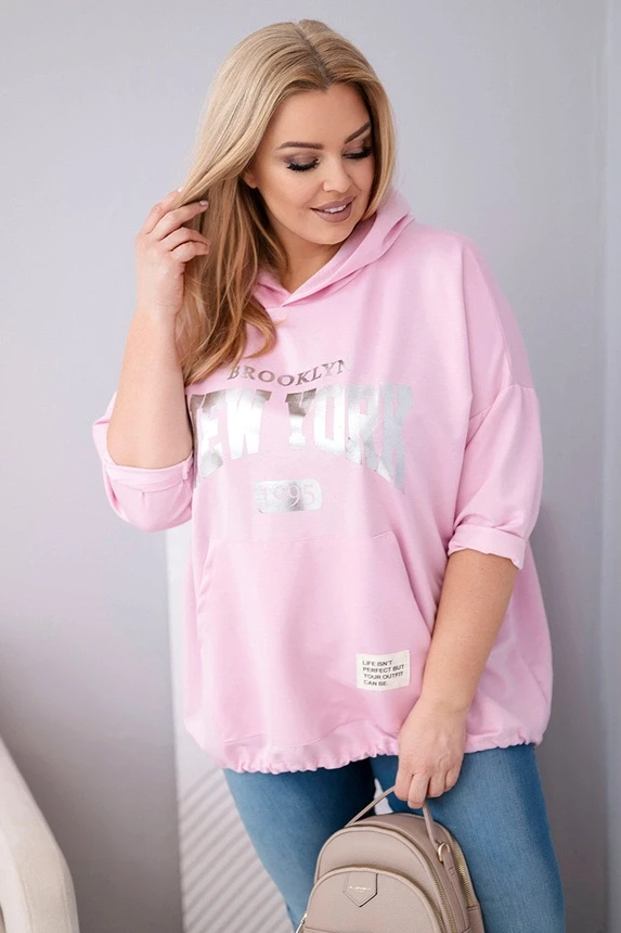 Bluza Plus Size wiskozowa z kapturem i kieszenią kangurką (r.50-56)   