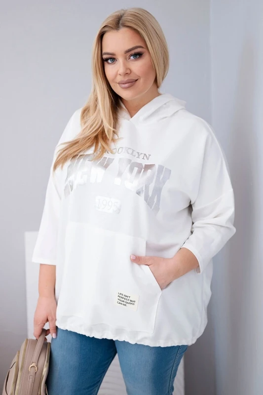 Bluza Plus Size wiskozowa z kapturem i kieszenią kangurką (r.50-56)      
