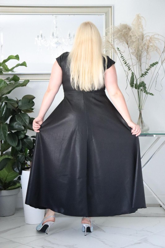 Suknia plus size maxi Glamour z Różą 3D KOD S1009 ( r. 48-60)  