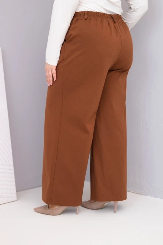 Spodnie  Plus Size „Siena” z szeroką nogawką i wysokim stanem (r.44-48)  