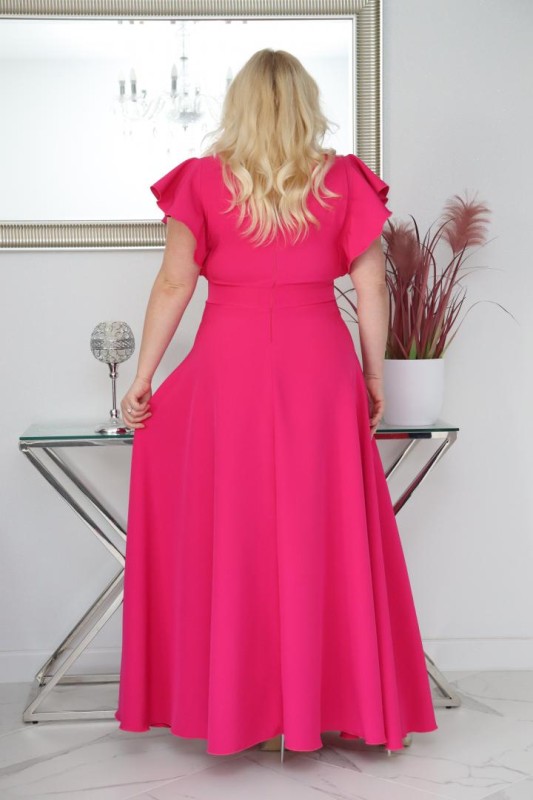 Sukienka plus size rozkloszowana z efektownymi falbanami KOD S1063 ( r. 48-56)