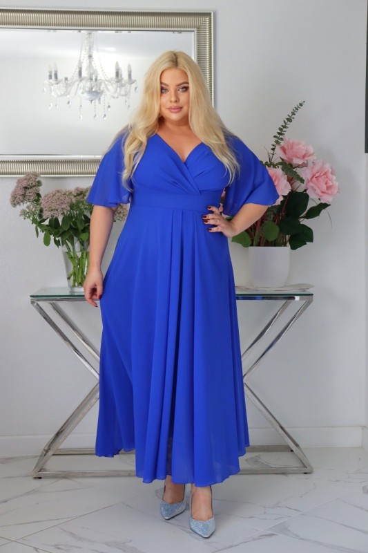 Sukienka maxi szyfon i żorżeta  KOD S1015 (r. 48-56) 