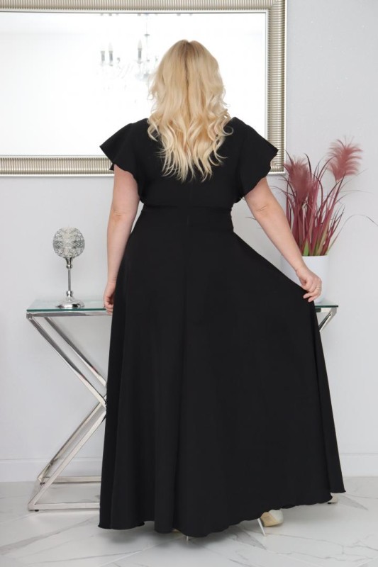 Sukienka plus size rozkloszowana z efektownymi falbanami KOD S1063 ( r. 48-56) 