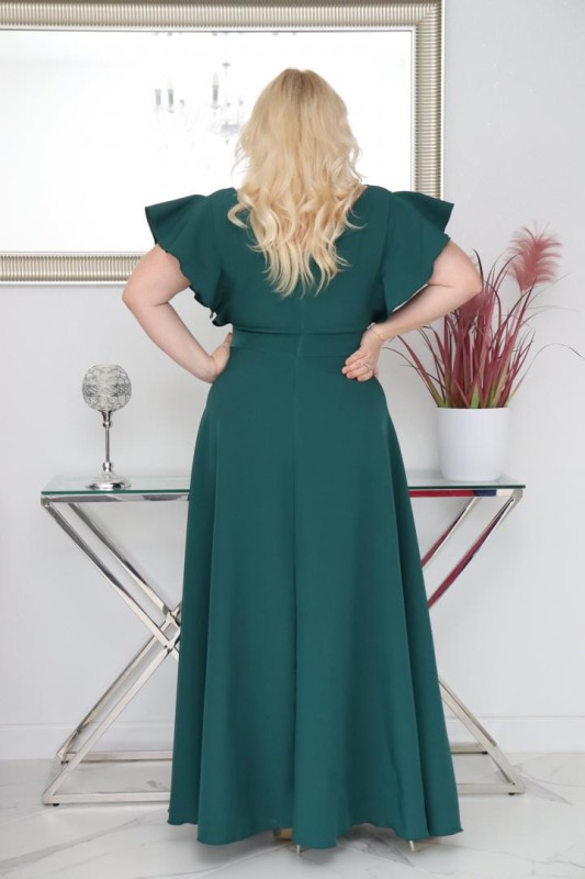 Sukienka plus size rozkloszowana z efektownymi falbanami KOD S1063 ( r. 48-56)  