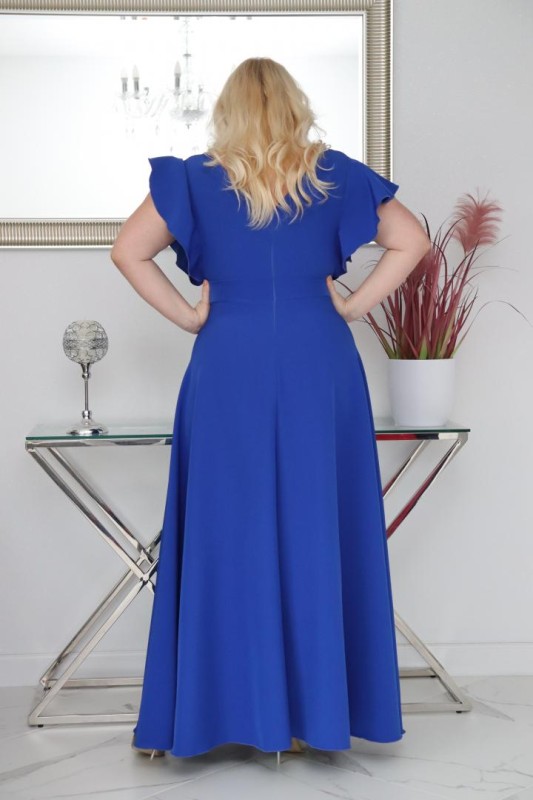Sukienka plus size rozkloszowana z efektownymi falbanami KOD S1063 ( r. 48-56)  