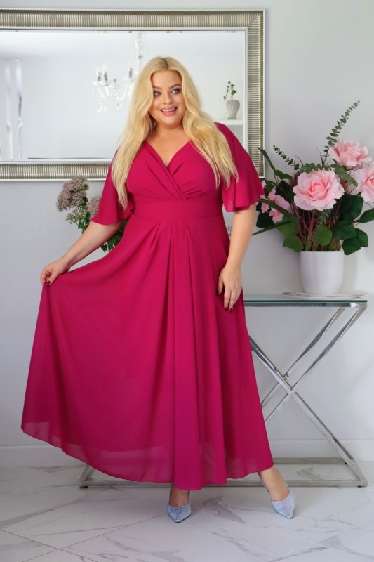 Sukienka maxi szyfon i żorżeta  KOD S1015 (r. 48-56)  
