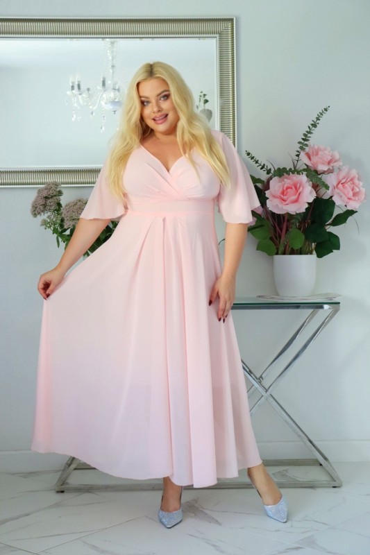 Sukienka maxi szyfon i żorżeta  KOD S1015 (r. 48-56)  