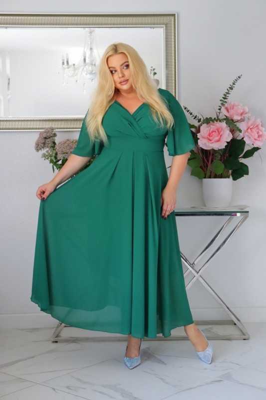 Sukienka maxi szyfon i żorżeta  KOD S1015 (r. 48-56)   