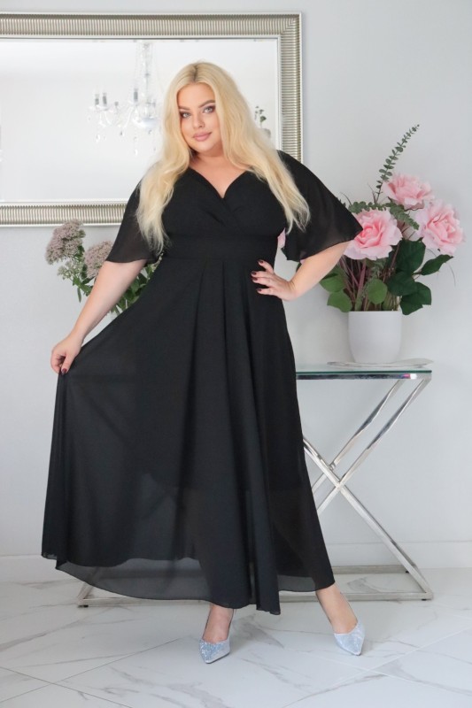 Sukienka maxi szyfon i żorżeta  KOD S1015 (r. 48-56)  