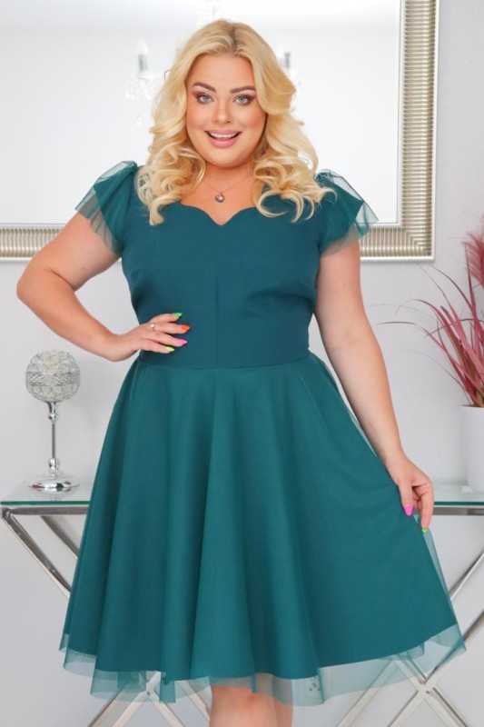 Sukienka plus size z tiulowym dołem. KOD S1090 (r. 48-54)   