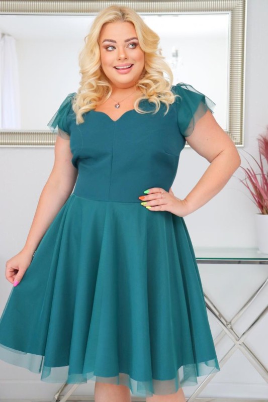 Sukienka plus size z tiulowym dołem. KOD S1090 (r. 48-54)   
