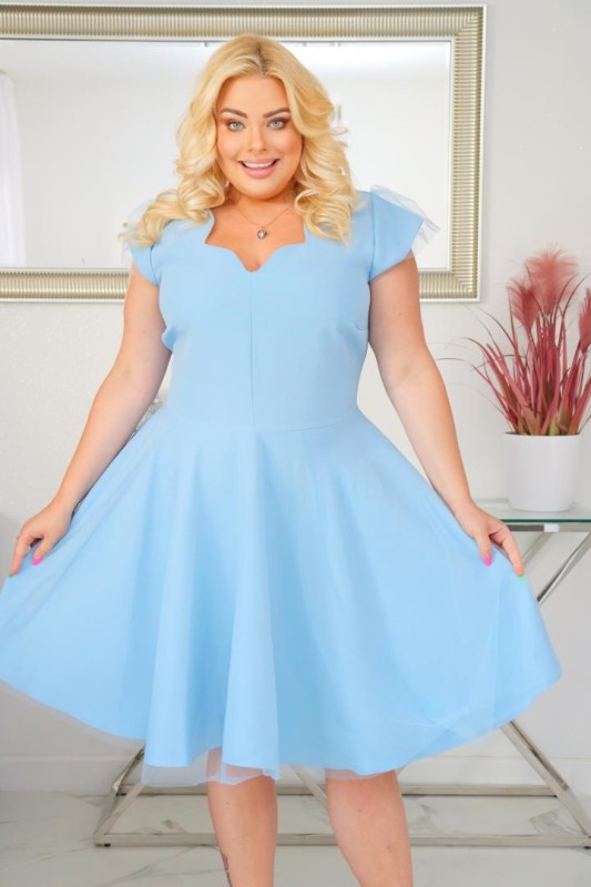 Sukienka plus size z tiulowym dołem. KOD S1090 (r. 48-54) 