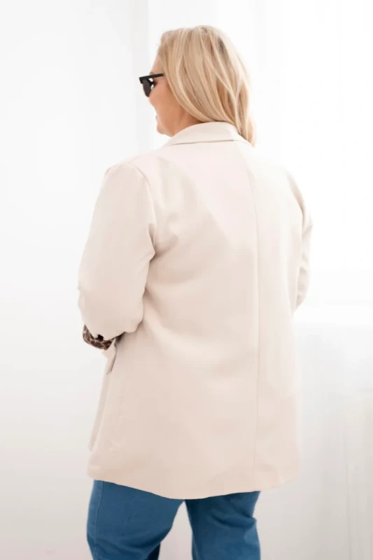 Marynarka Plus Size z modną podszewką w panterkę LUNA (r.48-50)    