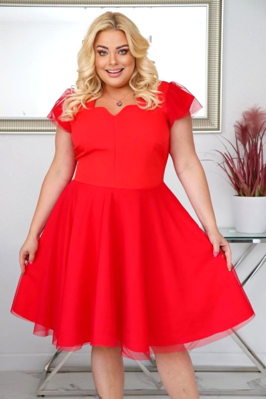 Sukienka plus size z tiulowym dołem. KOD S1090 (r. 48-54)   