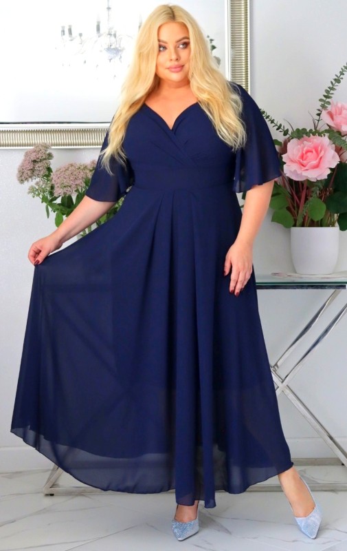 Sukienka maxi szyfon i żorżeta  KOD S1015 (r. 48-56)   