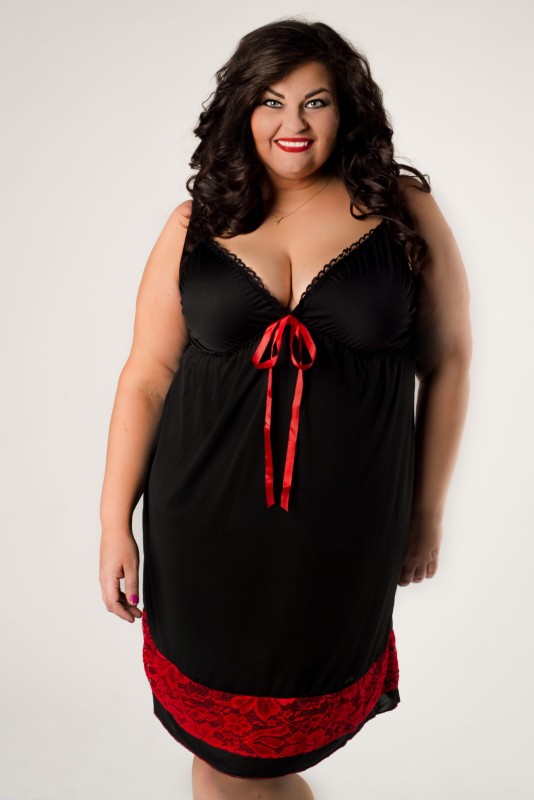 Komplet - koszulka nocna plus size z koronką SANI + koronkowy szlafrok XXL (r. 46-56)  