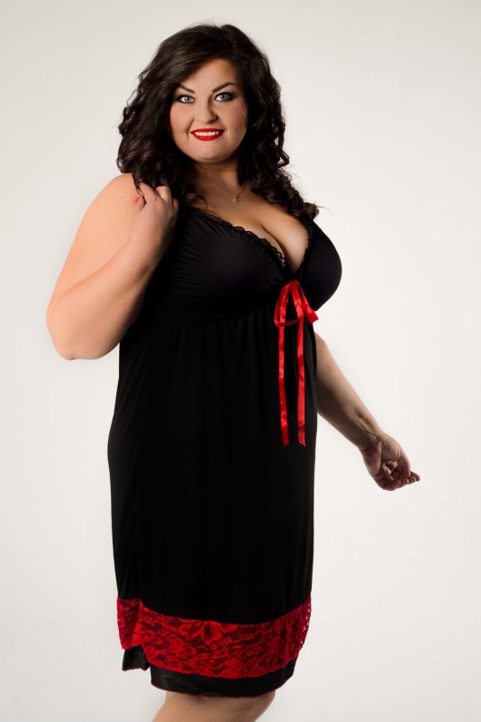Komplet - koszulka nocna plus size z koronką SANI + koronkowy szlafrok XXL (r. 46-56)  