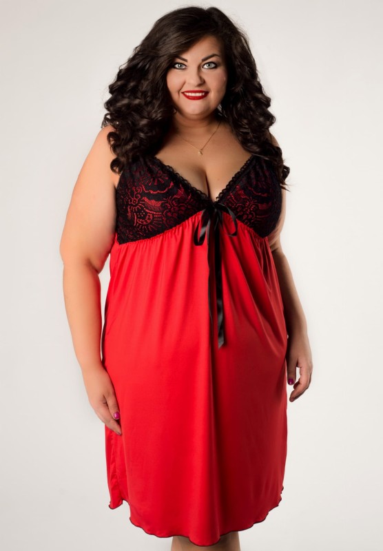 Komplet - Koszulka nocna plus size z koronką SANDI + koronkowy szlafrok (r. 46-56)  