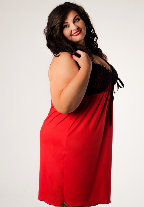 Komplet - Koszulka nocna plus size z koronką SANDI + koronkowy szlafrok (r. 46-56)  