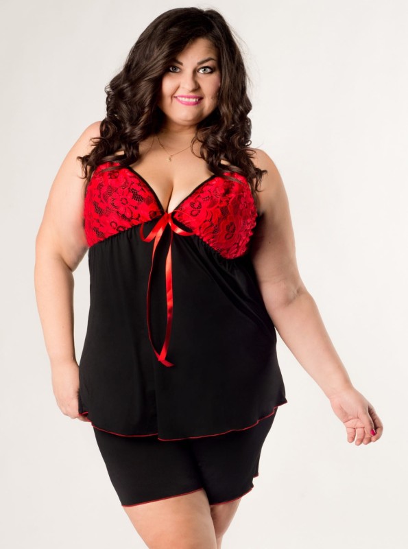 Piżamka plus size z koronką SANDI (r. 46-56)  