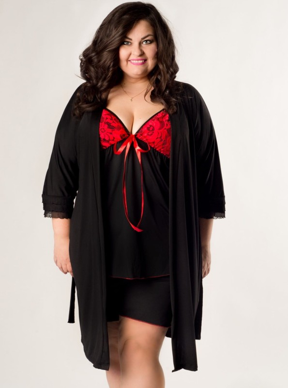 Piżamka plus size z koronką SANDI (r. 46-56)  
