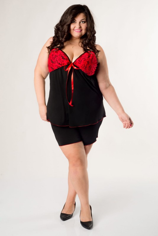 Piżamka plus size z koronką SANDI (r. 46-56)  