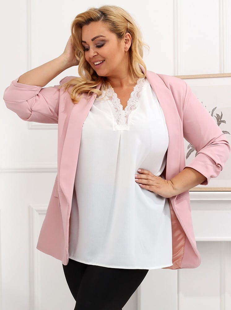 Bluzka plus size z koronką i rękawkiem FION ( r. 46-54)  