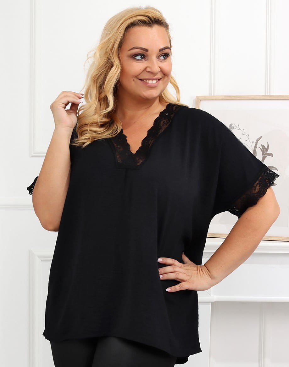 Bluzka plus size z koronką i rękawkiem FION ( r. 48-54)  