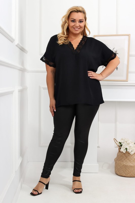 Bluzka plus size z koronką i rękawkiem FION ( r. 48-54)  