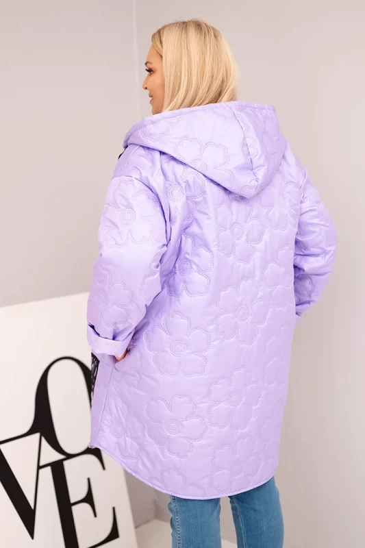 Kurtka przejściowa Plus Size pikowana z kapturem i napisem HOPE ( 48-54)