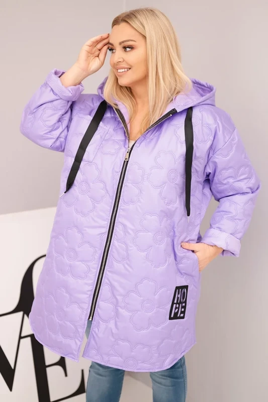 Kurtka przejściowa Plus Size pikowana z kapturem i napisem HOPE ( 48-54)
