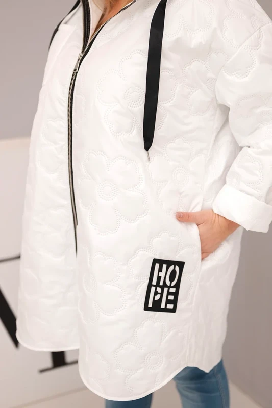 Kurtka przejściowa Plus Size pikowana z kapturem i napisem HOPE ( 48-54) 
