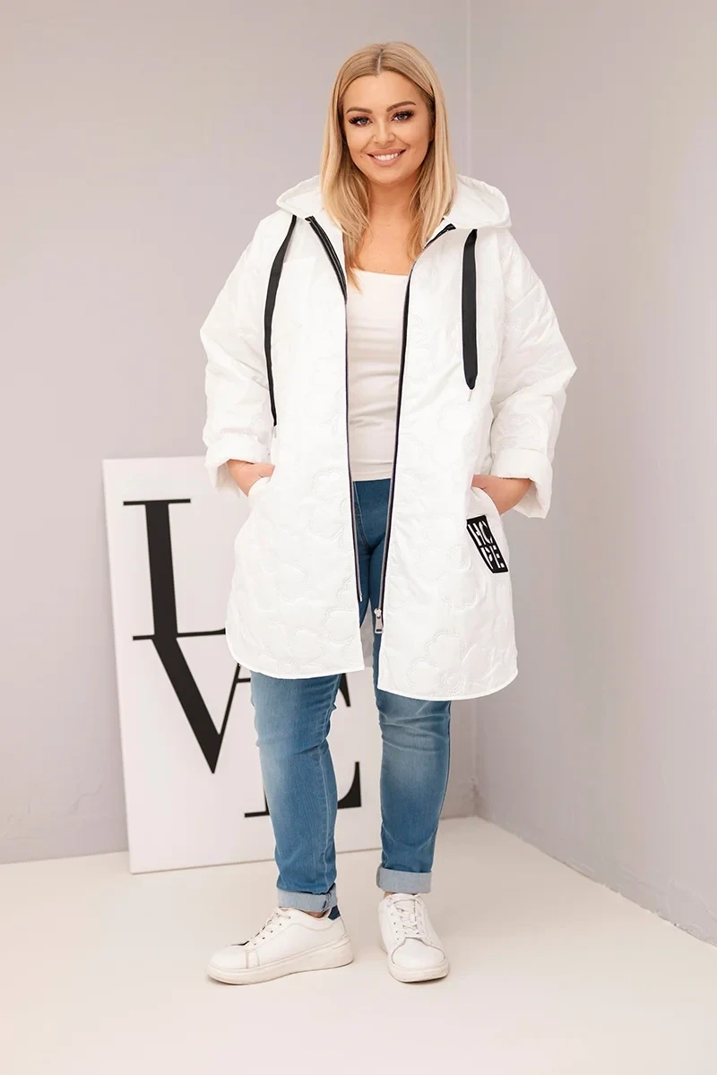 Kurtka przejściowa Plus Size pikowana z kapturem i napisem HOPE ( 48-54) 