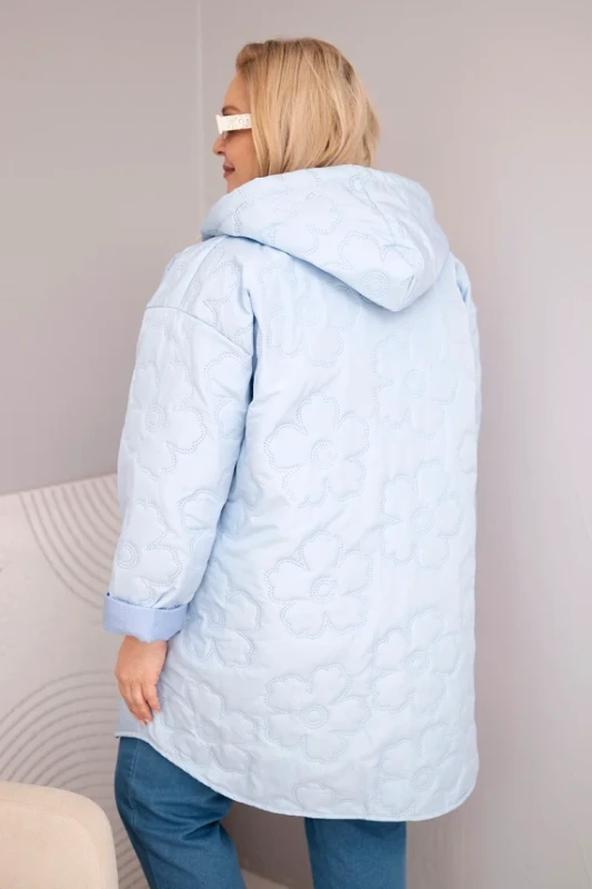 Kurtka przejściowa Plus Size pikowana z kapturem i napisem HOPE ( 48-54)   