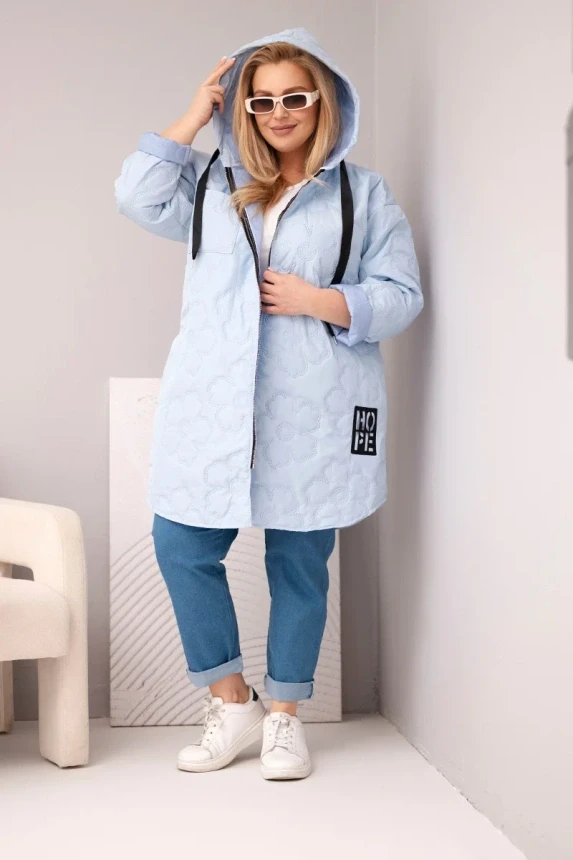 Kurtka przejściowa Plus Size pikowana z kapturem i napisem HOPE ( 48-54)   