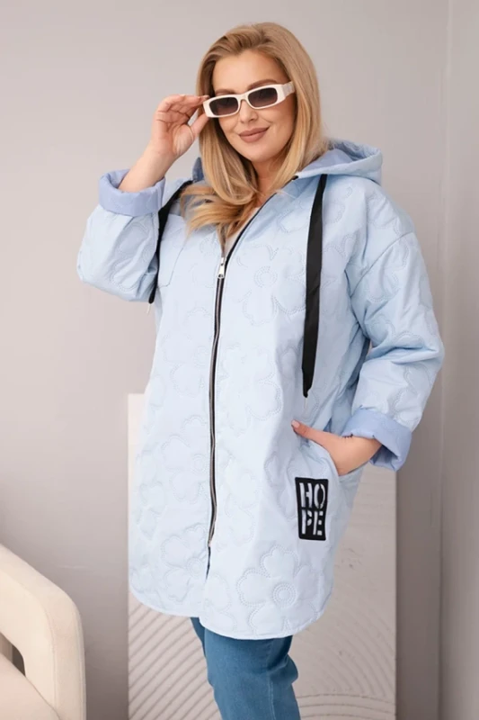 Kurtka przejściowa Plus Size pikowana z kapturem i napisem HOPE ( 48-54)   