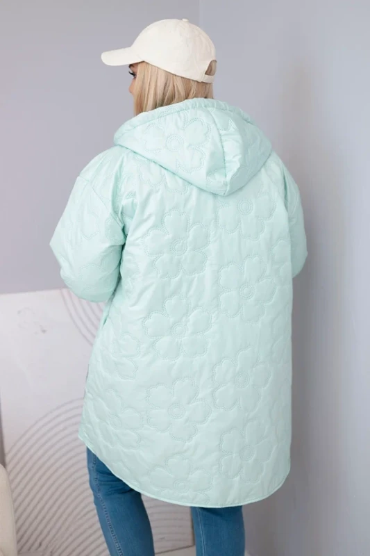 Kurtka przejściowa Plus Size pikowana z kapturem i napisem HOPE ( 48-54)    